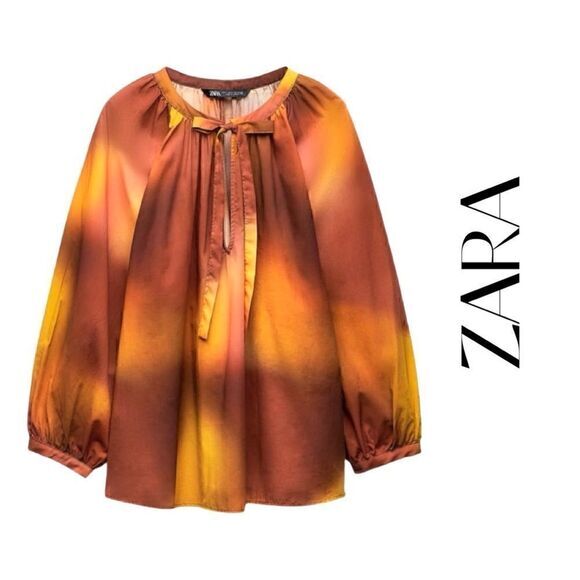 ZARA Burnt Orange Oversized Blouse Sz S NWT - Picture 1 of 13